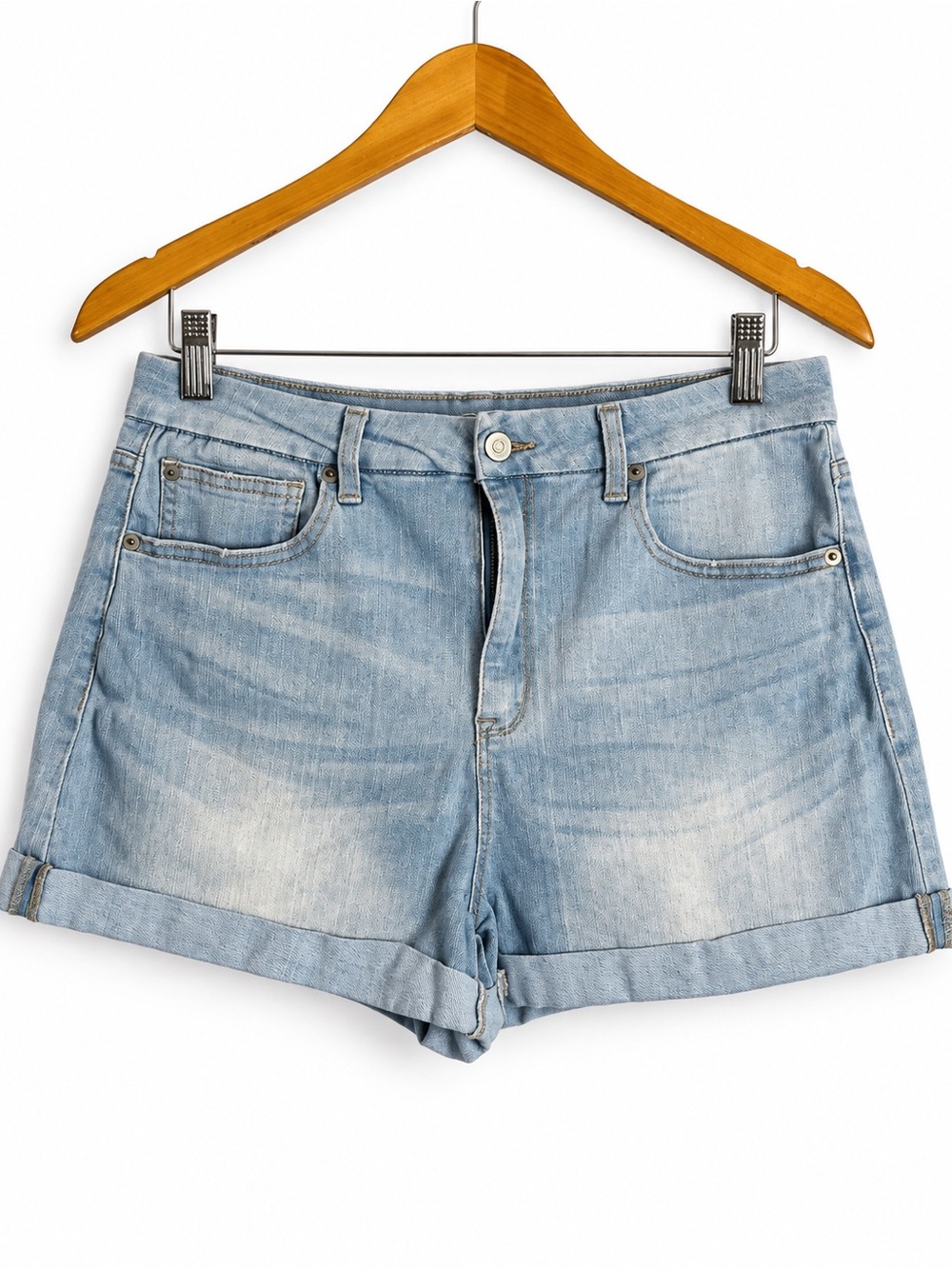 Light blue XL 15 washed rolled women’s denim stretch shorts